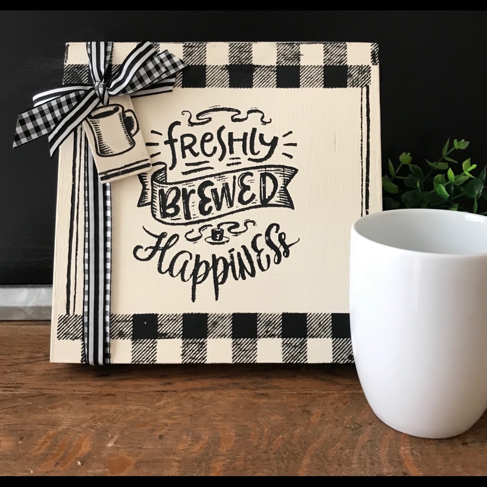 Hand-painted Freshly Brewed Coffee” Sign
